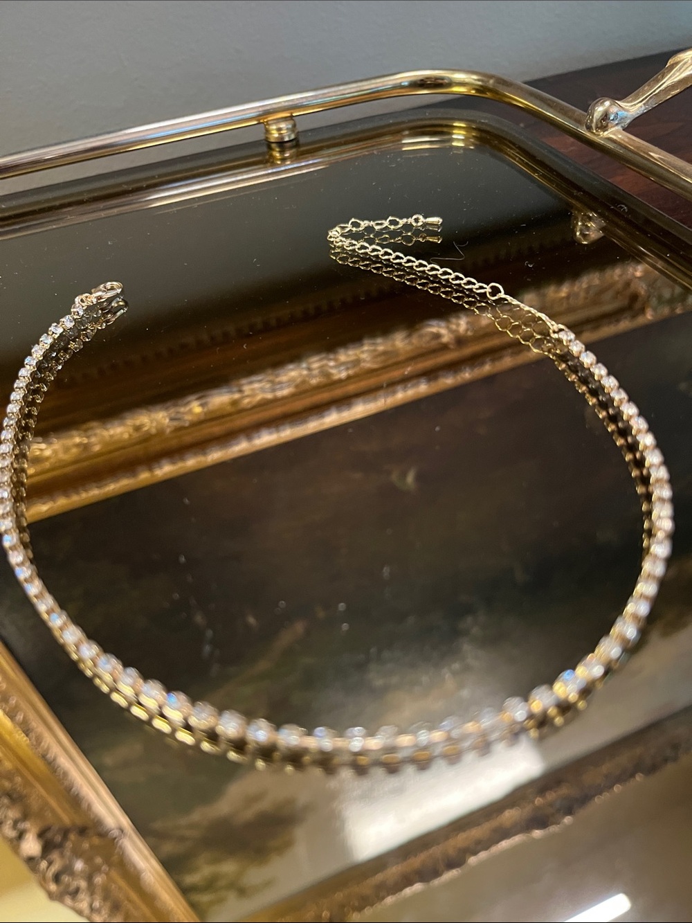 Gold Tennis Choker Necklace